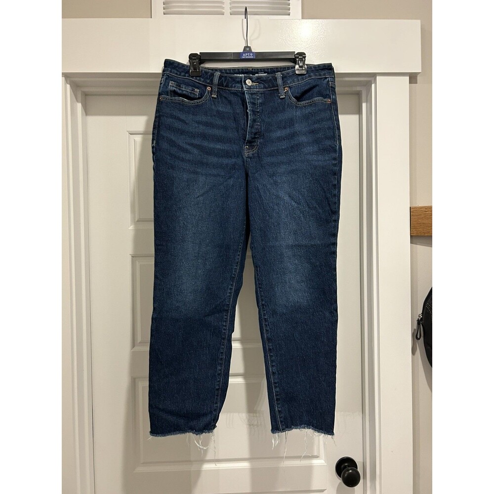 Old Navy Women’s High Rise OG Straight Jeans Dark Wash Button Fly Size 14